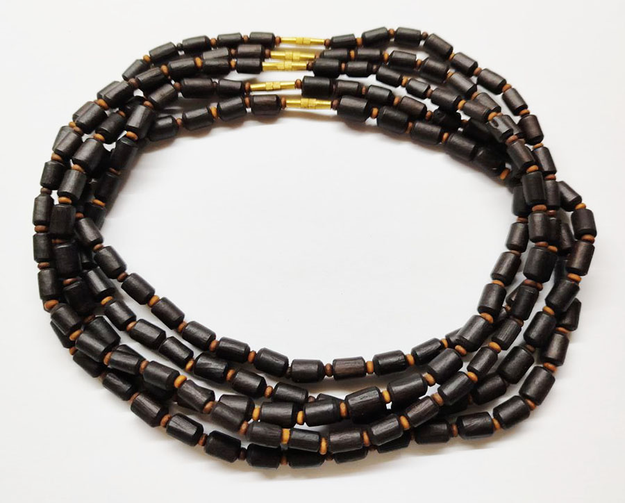 Tуласi kантхi-мала чорна, циліндричні намистини