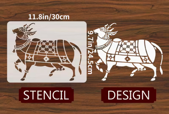 Трафарет для малювання корови в стилі варлі для декорування дому