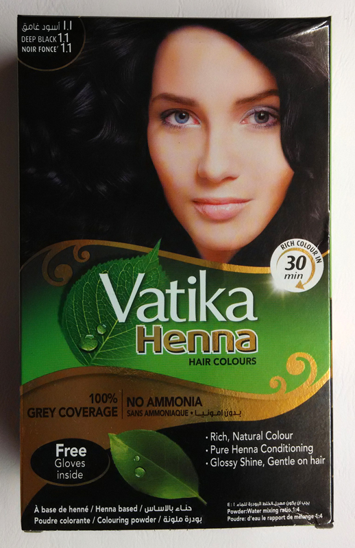 Краска для волос на основе хны Dabur Vatika Deep Black глубокий черный