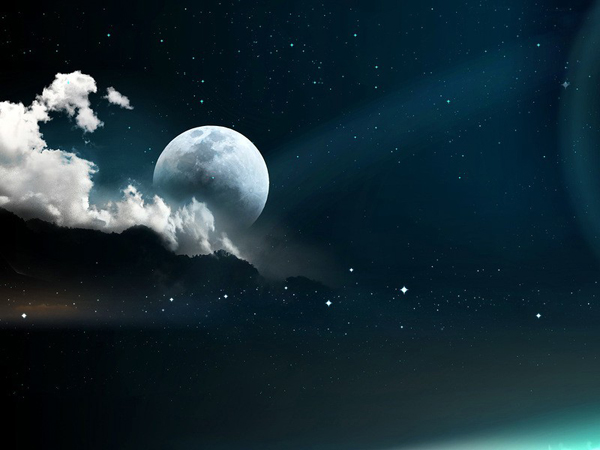 Луна и звёздное небо